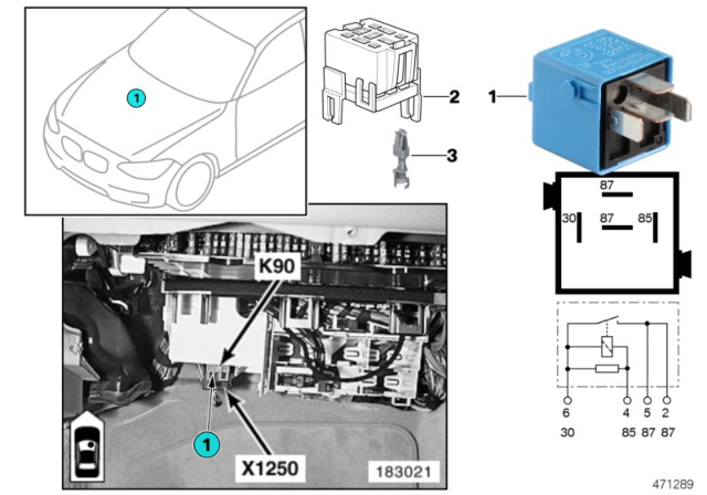 2003 BMW 325i Relay, Drive, Rear Window Diagram