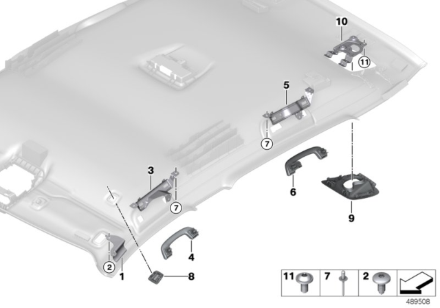 2020 BMW X2 Mounting Parts, Roofliner Diagram