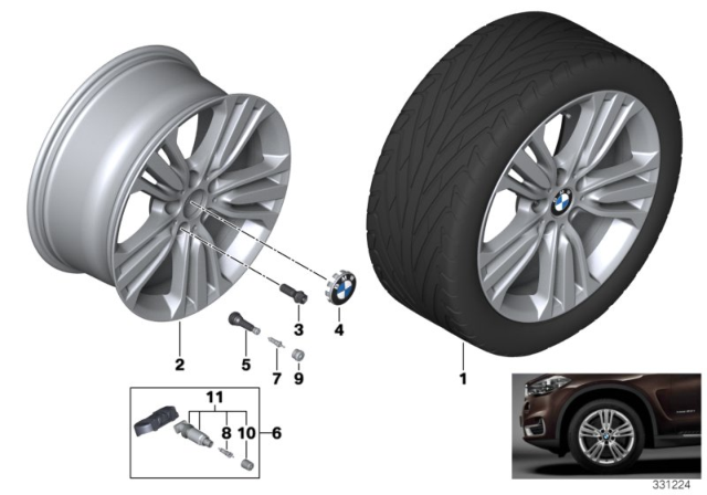 2014 BMW X5 Light Alloy Disc Wheel Reflexsilber Diagram for 36116853957