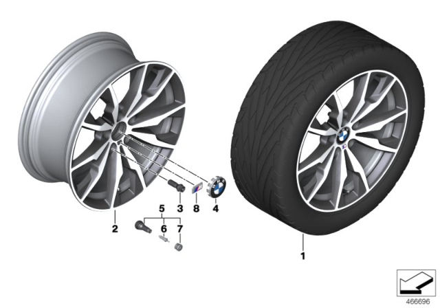 2018 BMW X4 BMW LA Wheel, M Double Spoke Diagram 2