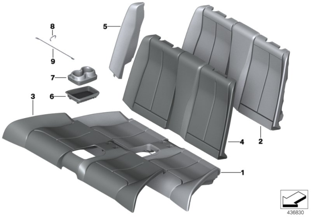 2016 BMW 228i Seat, Rear, Cushion & Cover Diagram 1