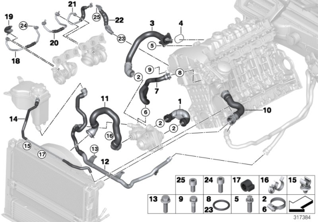 2011 BMW 1 Series M Engine Coolant Recovery Tank Hose Diagram for 17127548229