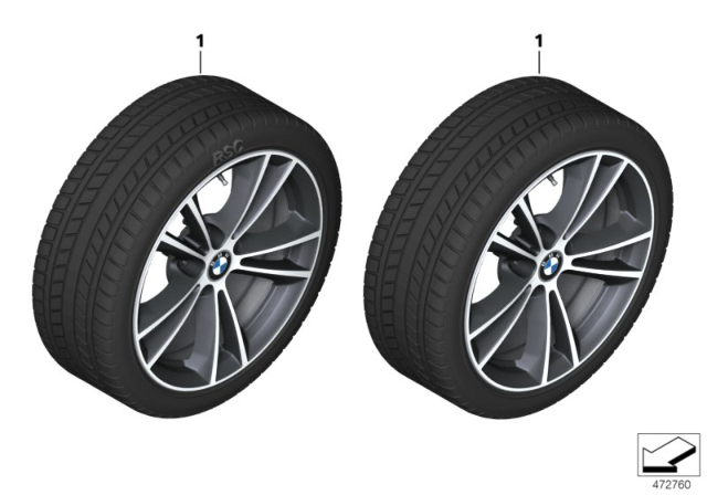 2019 BMW 530e Sedan(G30) Winter Wheel With Tire V-Spoke Diagram 2