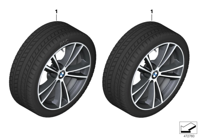 2018 BMW 540i Winter Wheel With Tire V-Spoke Diagram 2