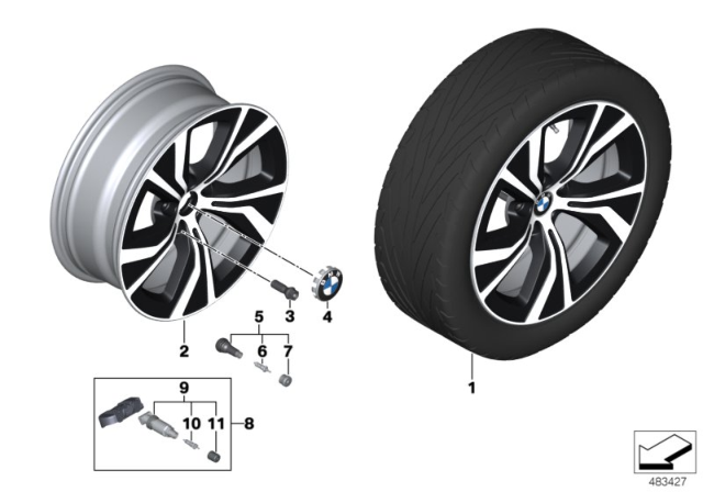 2019 BMW X3 Disc Wheel Light Alloy Jet Bl.Solenoid.Paint Diagram for 36116877323