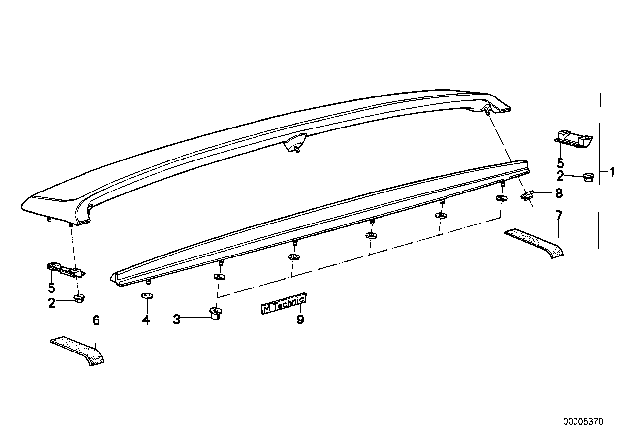 1991 BMW 325i Installing Set Rear Spoiler Diagram for 51712239717