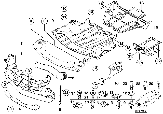 2003 BMW Alpina V8 Roadster Lateral Right Engine Compartm.Screening Diagram for 51718234126