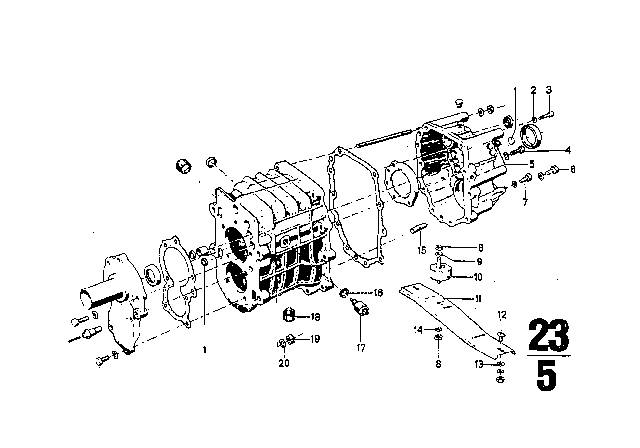 1974 BMW 3.0S Housing & Attaching Parts (Getrag 262) Diagram 2