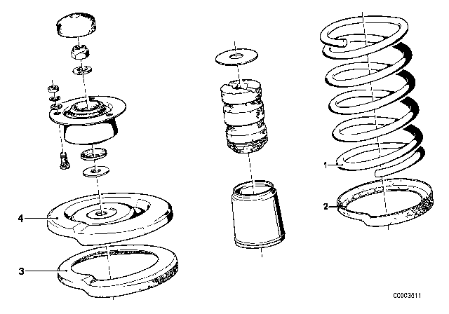 1984 BMW 733i Coil Spring / Guide Support / Attaching Parts Diagram