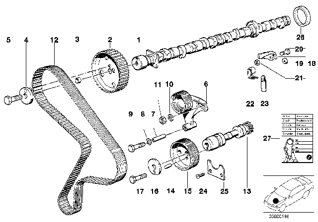 1985 BMW 524td Adjusting Pulley Diagram for 11312241090