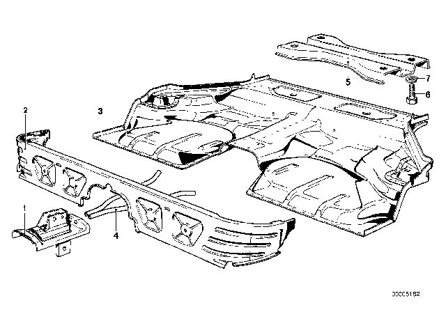 1982 BMW 733i Floor Parts Rear Interior Diagram
