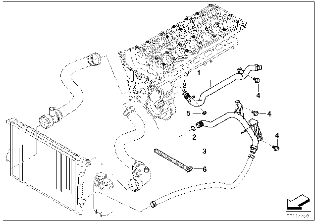 2004 BMW X3 Cooling System - Water Hoses Diagram