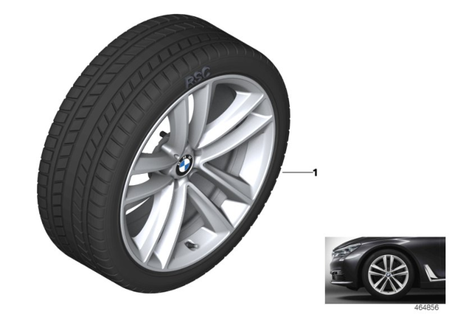 2016 BMW 740i Winter Wheel With Tire Double Spoke Diagram