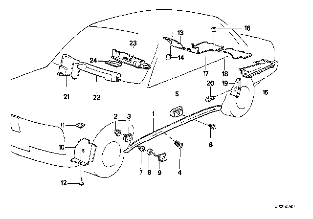 1991 BMW M3 Cover Door Sill / Wheel Arch Diagram