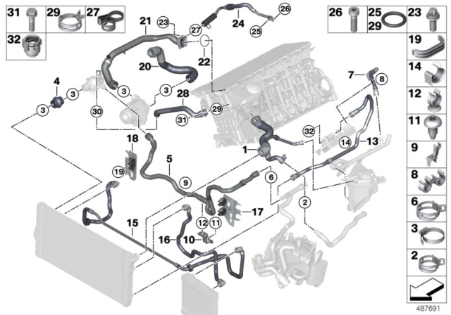 2016 BMW ActiveHybrid 5 Cable Clamp Diagram for 11787548951