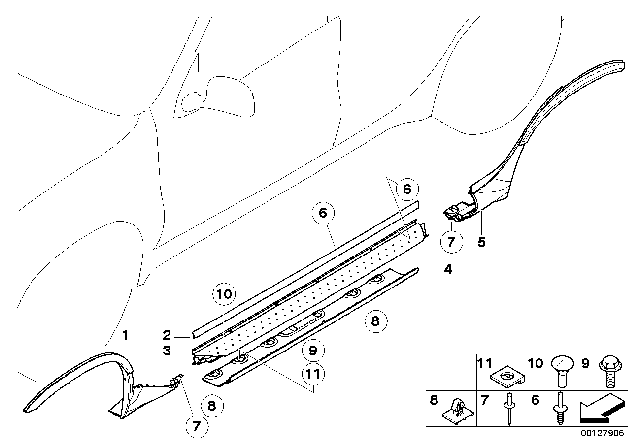 2002 BMW X5 Trim, Sill / Wheel Arch Footboard Diagram