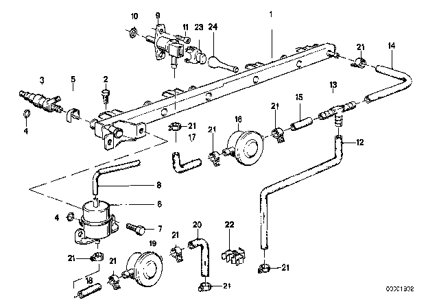 1984 BMW 325e Pressure Regulator Diagram for 13531722039