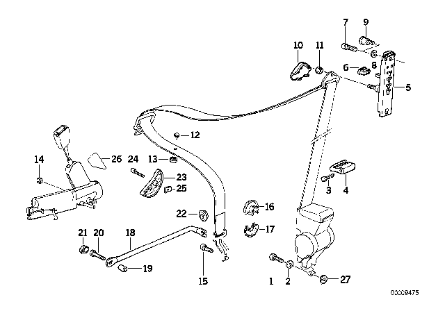 1999 BMW 318is Safety Belt Adjuster Diagram