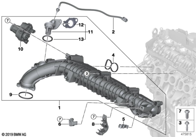 2018 BMW 540d xDrive INTAKE MANIFOLD AGR WITH FLA Diagram for 11618477030