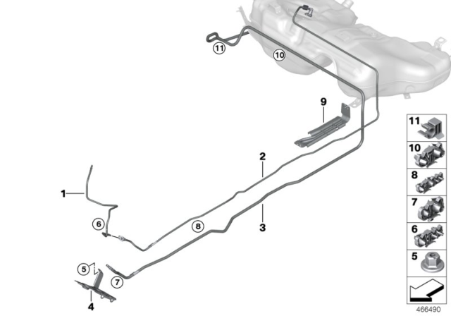 2018 BMW 320i Fuel Pipe And Mounting Parts Diagram 2