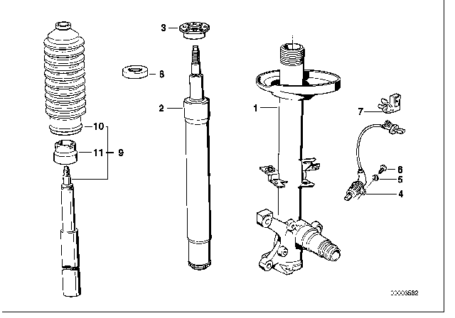 1992 BMW 735i Front Spring Strut / Shock Absorber Diagram 1