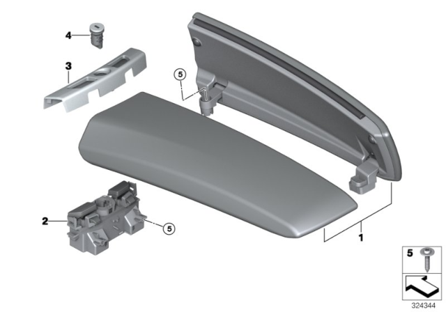 2017 BMW 535i GT xDrive Armrest, Leather, Front Middle Diagram for 51169198905