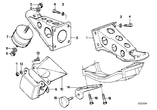 1987 BMW 325e Engine Suspension / Damper Diagram