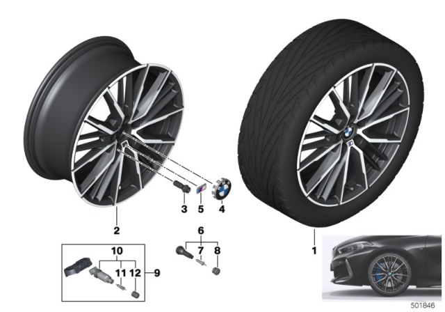 2020 BMW 228i xDrive Gran Coupe BMW Light-Alloy Wheel Double Spokes Diagram 1