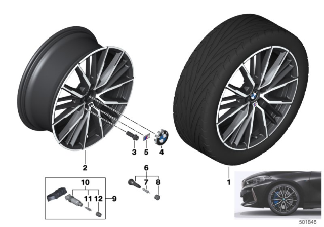 2020 BMW 228i xDrive Gran Coupe DISC WHEEL LIGHT ALLOY JET B Diagram for 36118092356