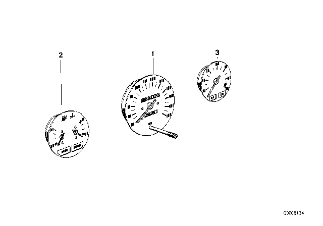 1980 BMW 633CSi Instruments Diagram 1