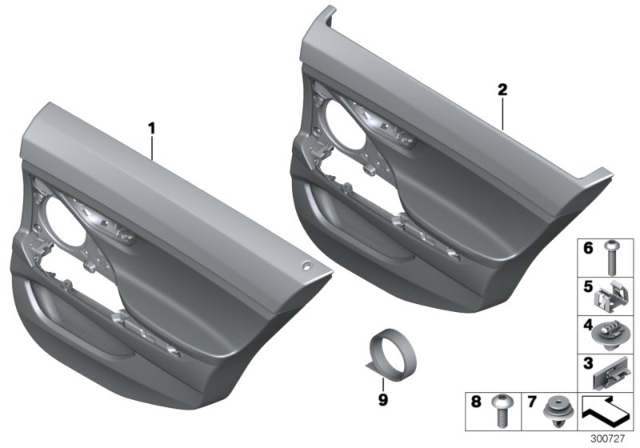 2015 BMW 640i xDrive Gran Coupe Door Trim, Rear Diagram