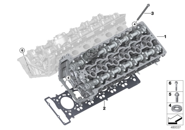 2018 BMW M760i xDrive Valve Gear Cylinder Head Diagram for 11122450444