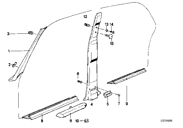 1986 BMW 535i Interior Trim Lateral Diagram