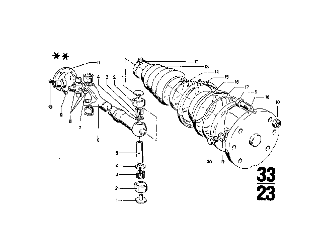 1967 BMW 1602 Swivel Joint Diagram for 33211205310