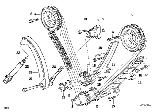 1994 BMW 540i Timing - Timing Chain Lower P Diagram