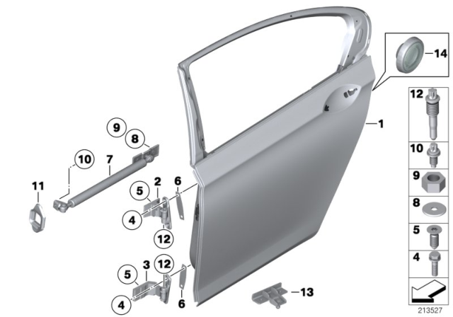 2011 BMW 750Li Rear Door - Hinge / Door Brake Diagram