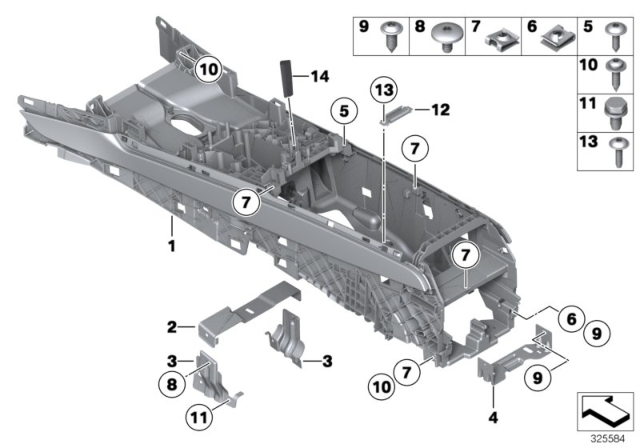 2011 BMW 740i Carrier, Centre Console Diagram