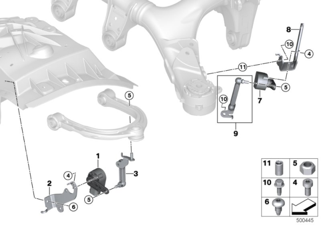 2020 BMW 840i Headlight Vertical Aim Control Sensor Diagram 1