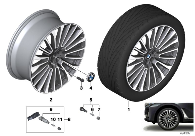 2020 BMW X7 Light Alloy Rim Ferricgrey Diagram for 36116885463