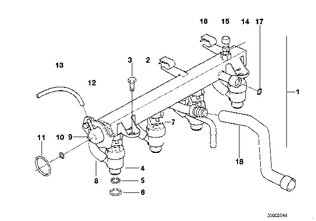 1997 BMW Z3 Fuel Injection System / Injection Valve Diagram