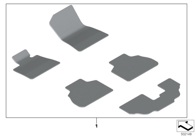 2019 BMW X7 SET OF FLOOR MATS WITH EDGE Diagram for 51477997881