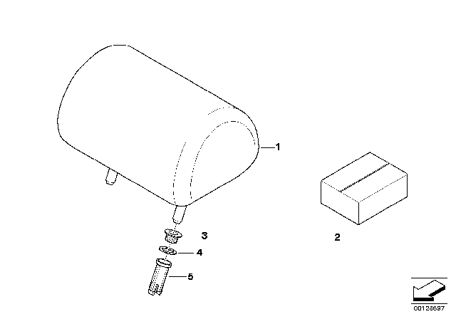 2001 BMW M3 Seat, Rear, Head Restraint Diagram 1