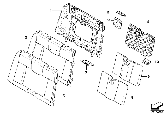 2010 BMW 128i Cover Backrest Cloth Diagram for 52209142054