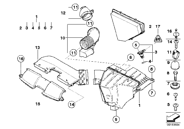 2013 BMW 328i Intake Silencer / Filter Cartridge Diagram