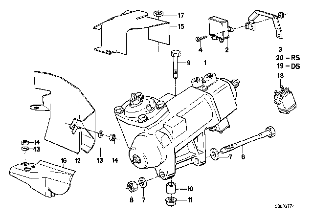 1990 BMW 735i Exchange Hydro Steering Gear Diagram for 32131136825