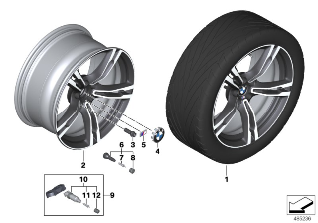 2018 BMW M5 Disc Wheel, Light Alloy, Orbitgrey Diagram for 36117857076