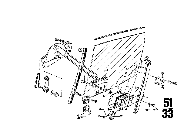 1969 BMW 2800CS Door Window Lifting Mechanism Diagram 2