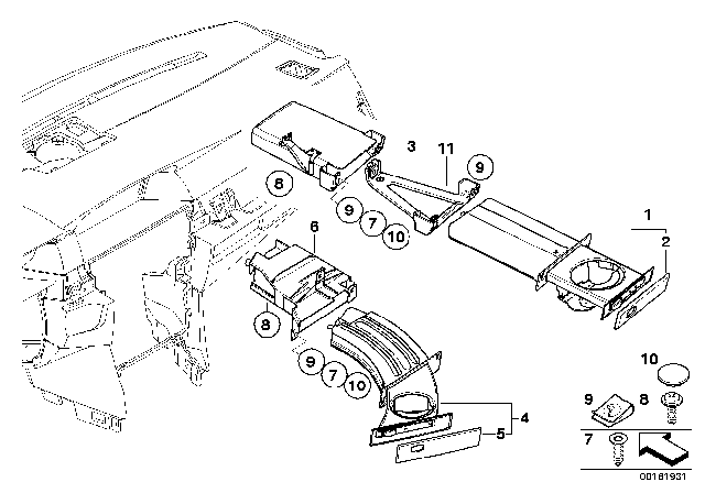 2010 BMW M5 Drink Holder Diagram