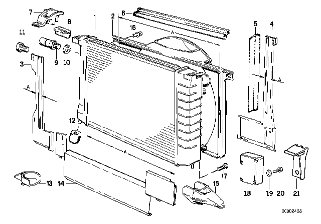 1992 BMW 735iL Radiator / Frame Diagram