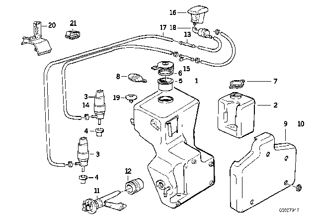 1993 BMW 740iL Single Parts For Windshield Cleaning Diagram